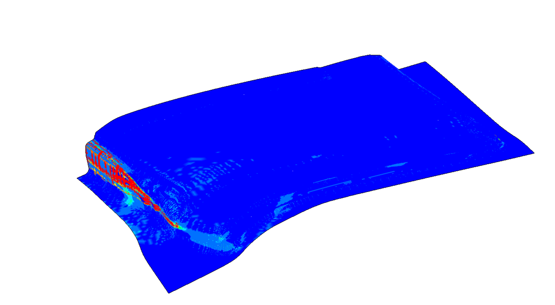 Fig2: Standard deviation of plastic yield of a metalforming problem. The creation of plots of statistical quantities like these has been simplified by the new GUI.